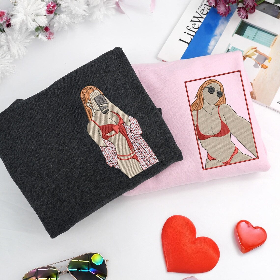 Spicy Couple Hoodie — Custom Embroidered Portrait Photo Pullover, Anniversary Gift for Boyfriend