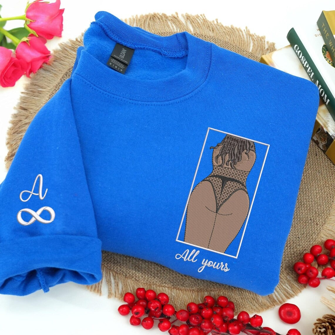 Spicy Couple Hoodie — Custom Embroidered Portrait Photo Pullover, Anniversary Gift for Boyfriend
