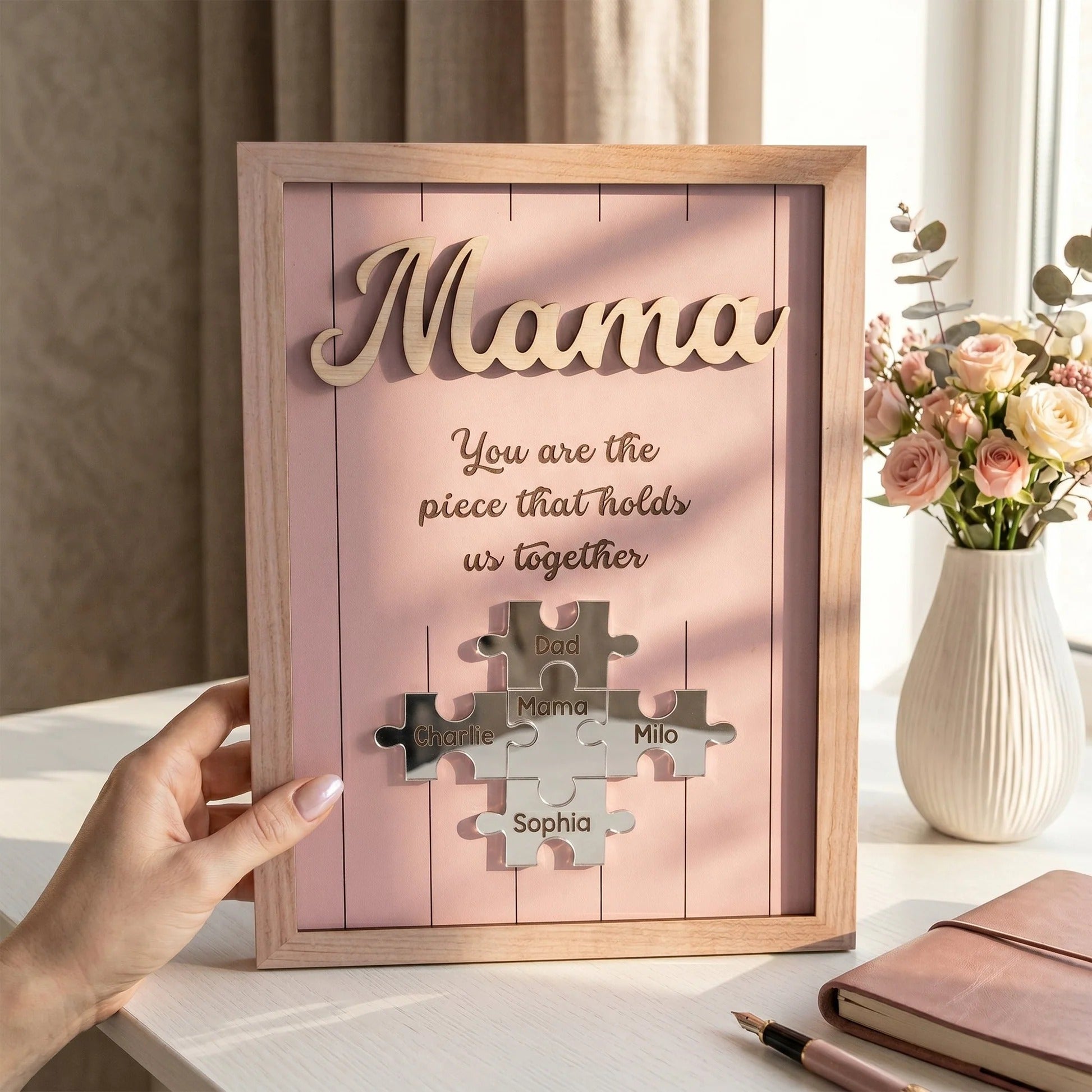 You Are The Piece That Holds Us Together Mother's Day Gift New Version - Personalized Wooden Plaque