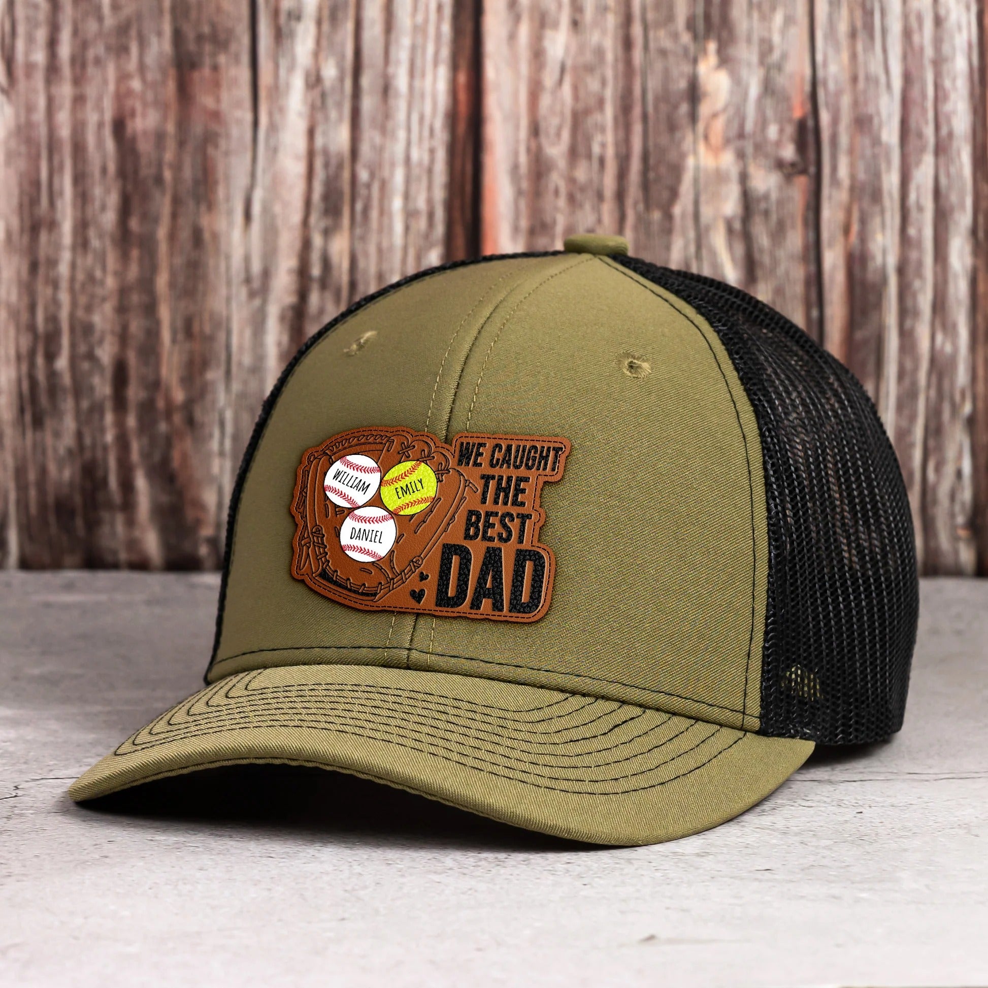 Father's Day Gifts, We Caught The Best Dad - Baseball, Softball Dad With Kids' Names - Personalized Cap