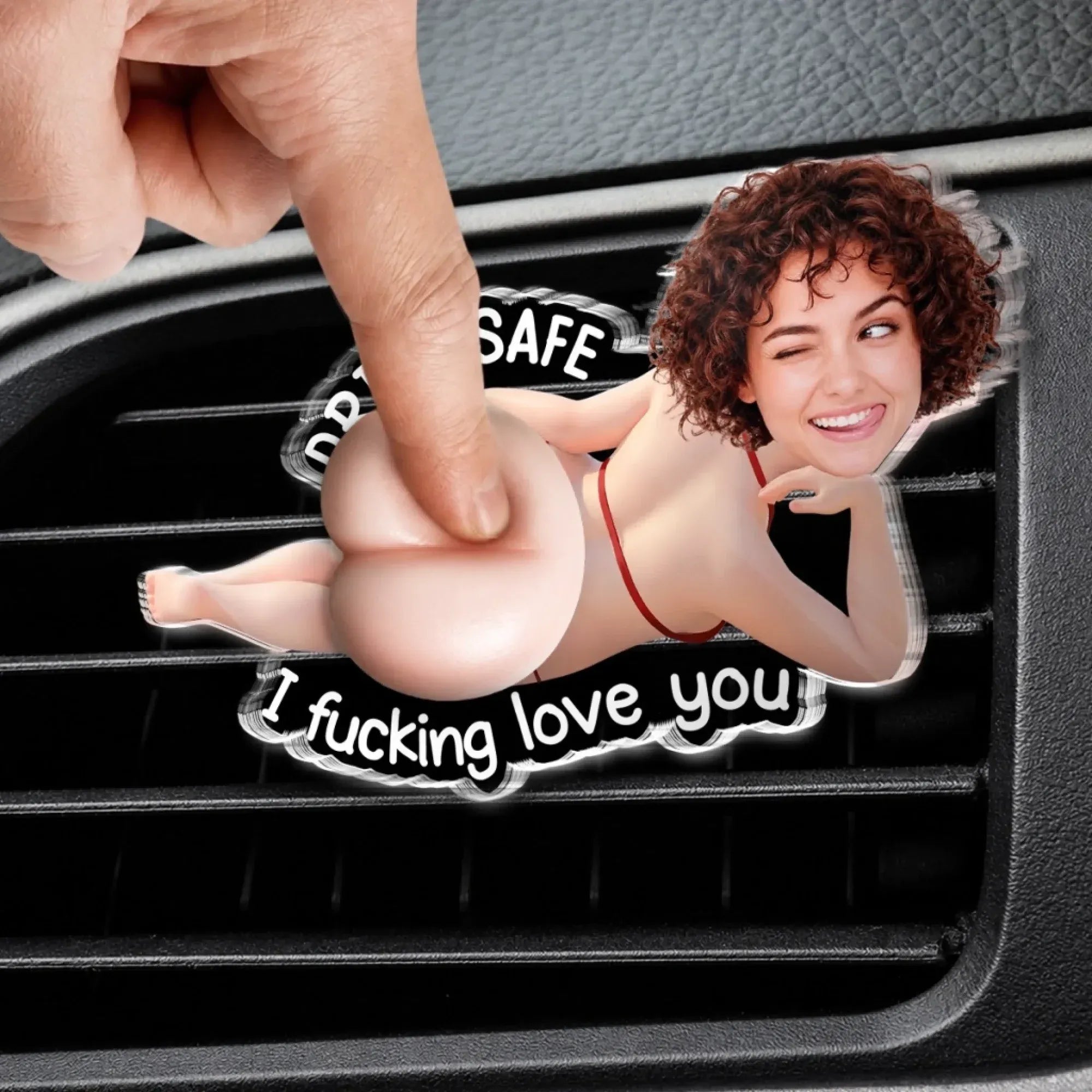 Custom Photo Squishy Acrylic Car Vent Clip Lay Down Pose– Personalized Anniversary Wedding Gifts For Husband And Wife, Him And Her – Drive Safe, I Love You