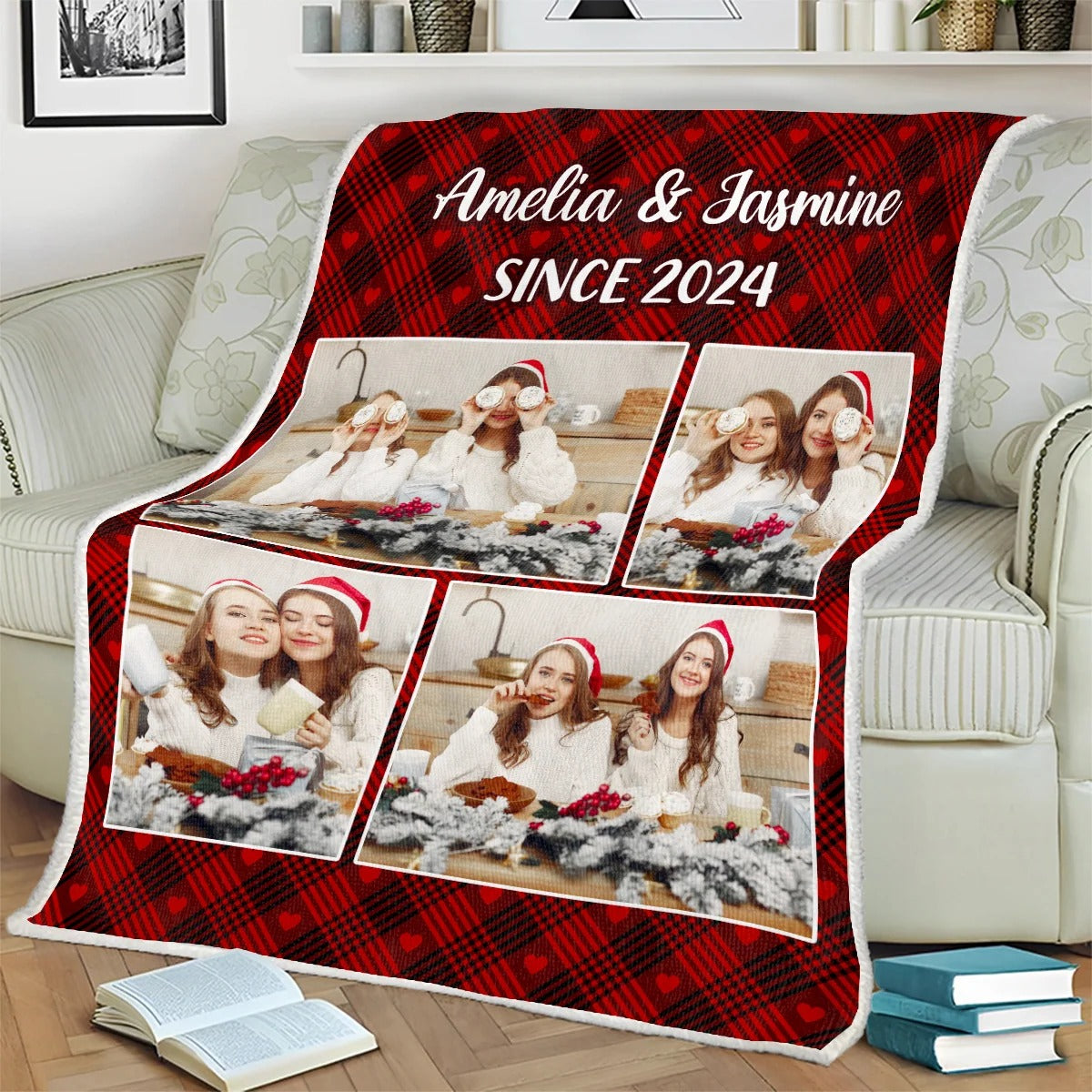 Personalized Christmas Blanket for Couples & Family — Custom Lover Design, Holiday Gift for Husband & Wife