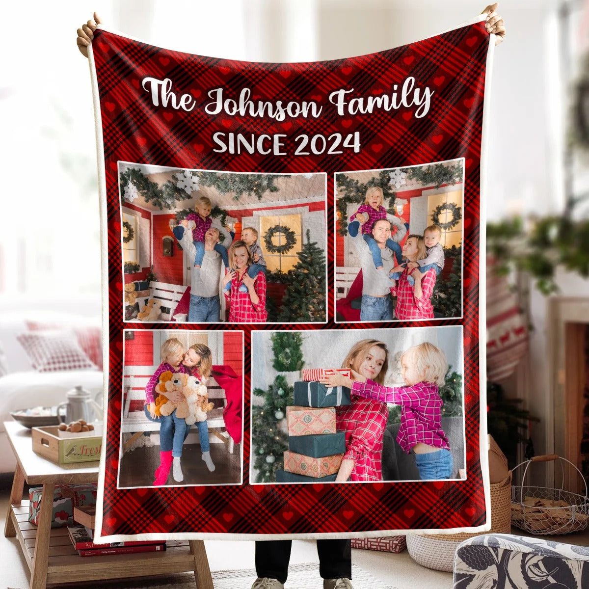 Personalized Christmas Blanket for Couples & Family — Custom Lover Design, Holiday Gift for Husband & Wife
