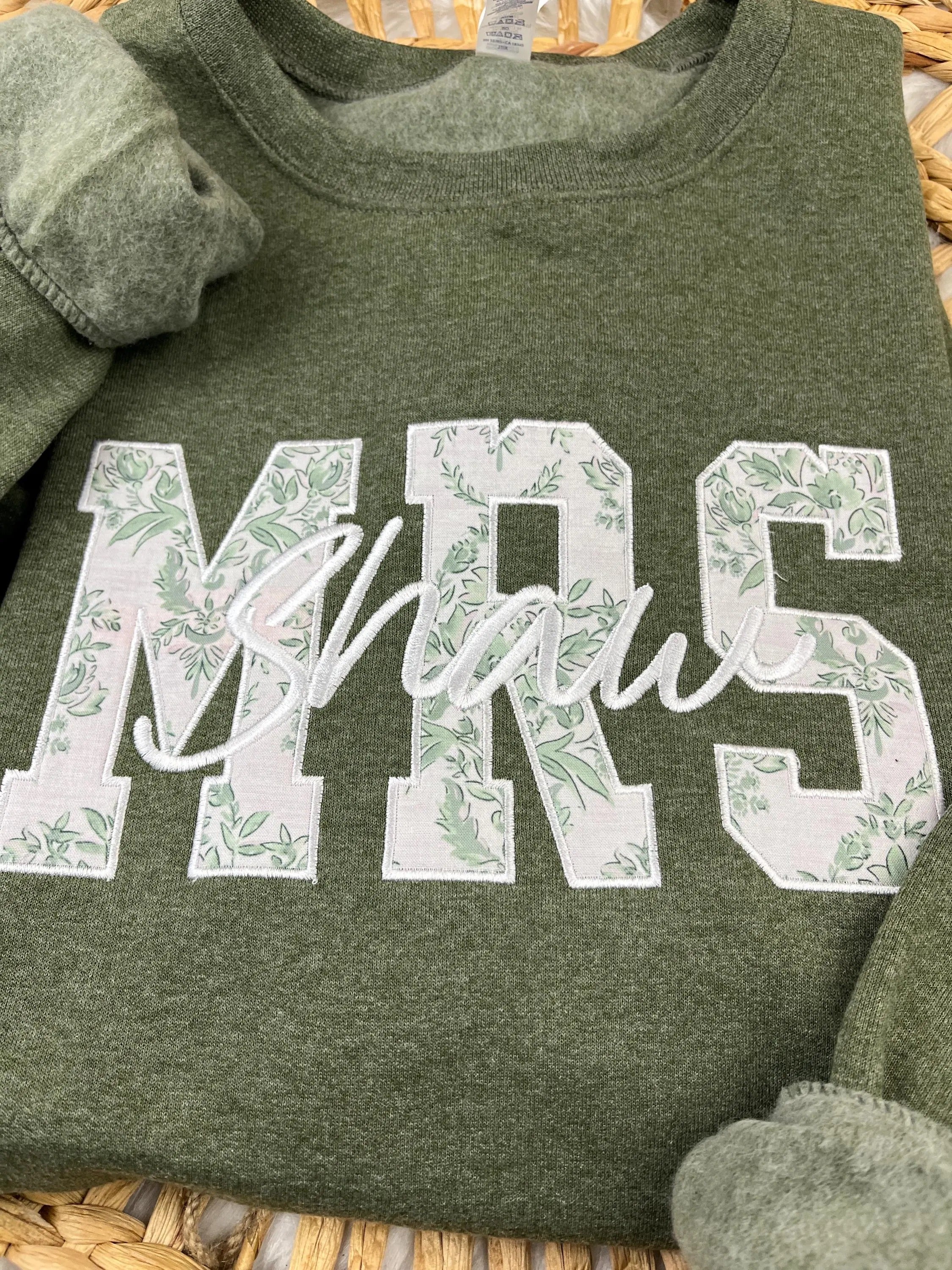 Custom MRS Applique Sweatshirt or Tee – Embroidered with Bride’s Last Name – Personalized Bridal Gift for Weddings, Engagement & Honeymoon