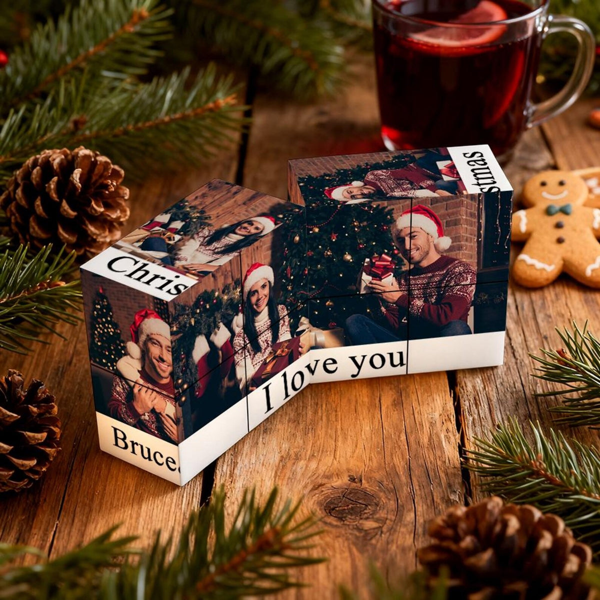 Custom Photo Magic Cube — Personalized Picture Puzzle with Text, Memory Keepsake, Christmas Gift for Him or Her