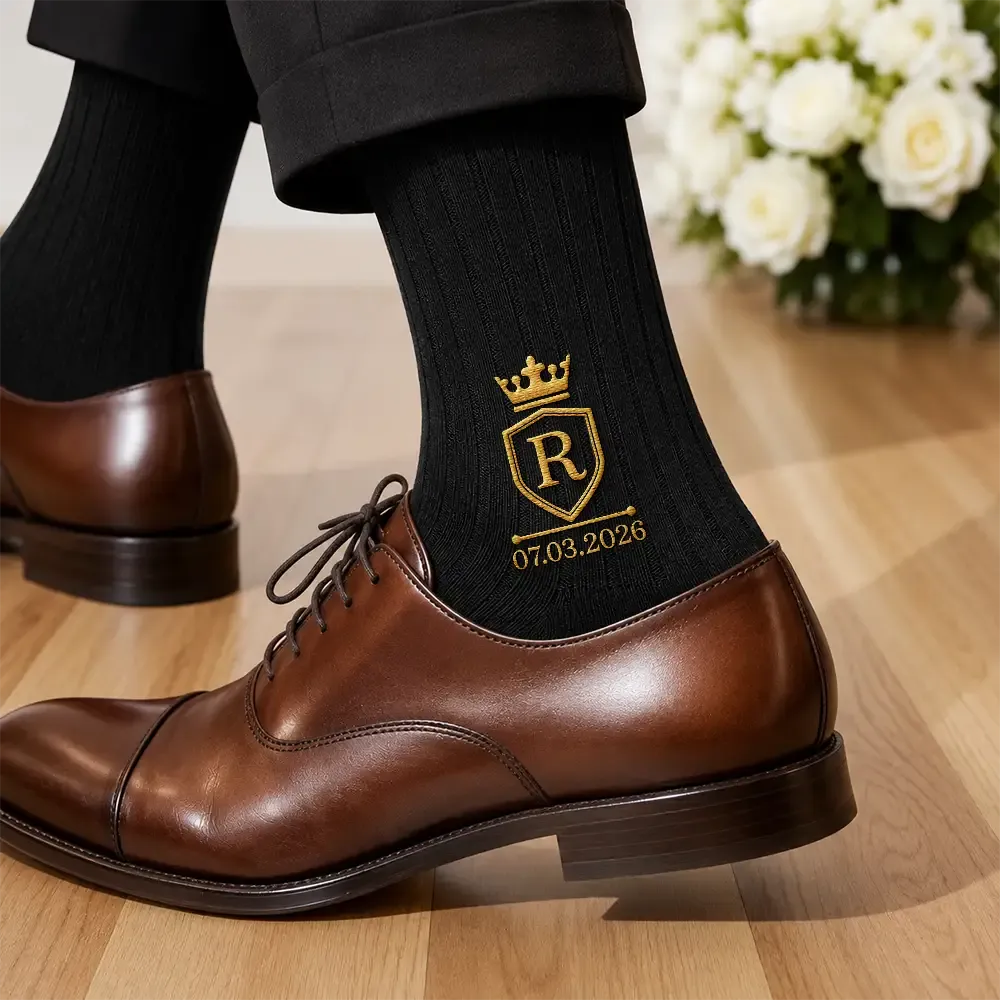 Monogram Initial Name - Personalized Embroidered Socks