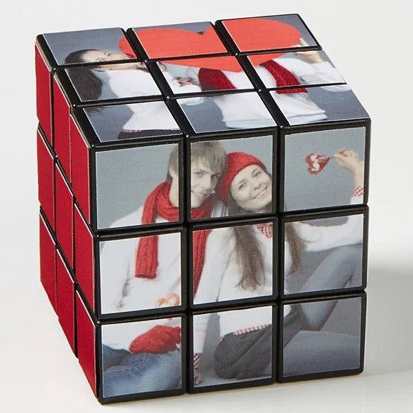 Cute Couple Personalized Photo Cube — Custom Picture Puzzle, Memory Keepsake Gift for Him & Her
