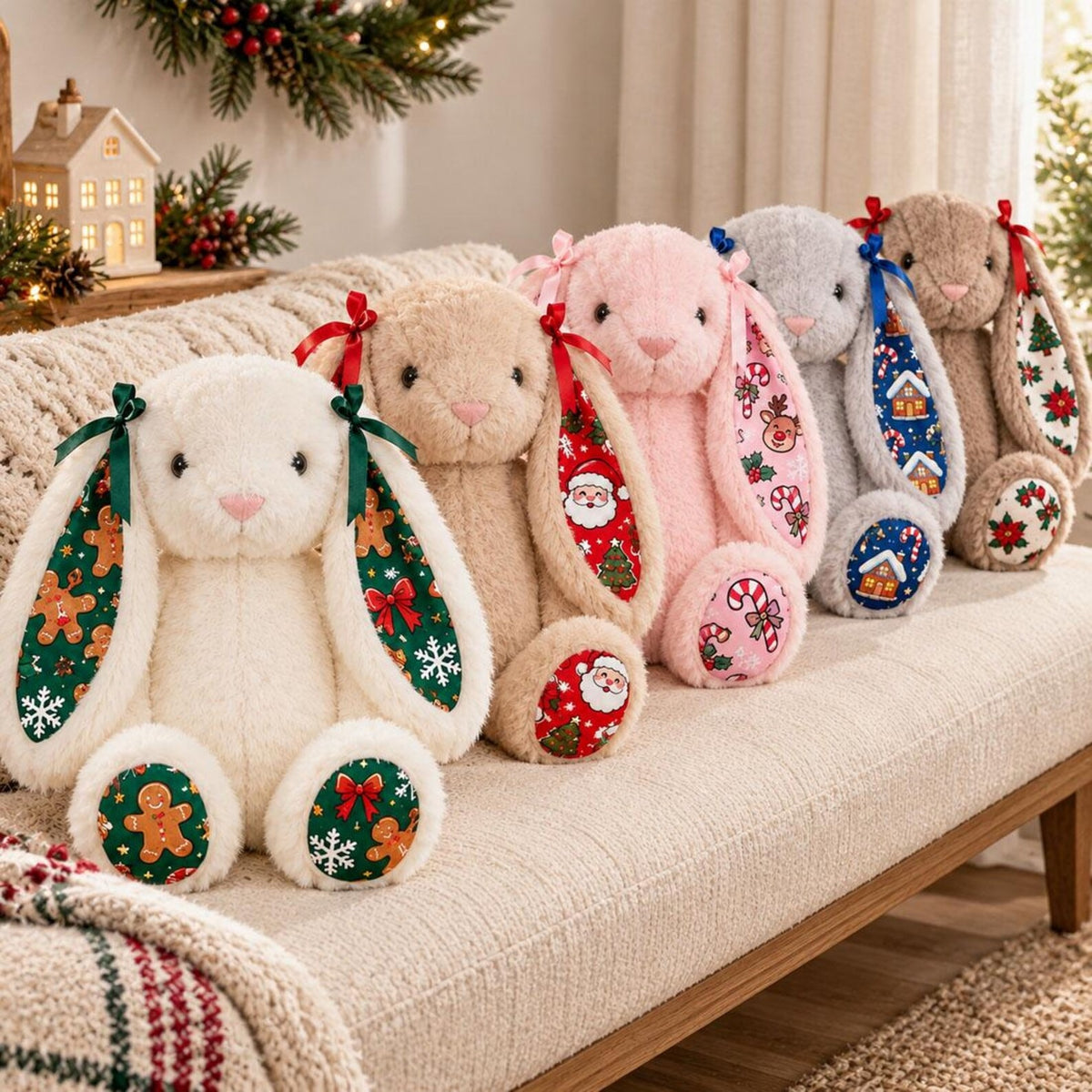 Personalized Christmas Plush Bunny Doll — Custom Christmas Bunny Plush Toy, Christmas Decorations & Gifts for Kids