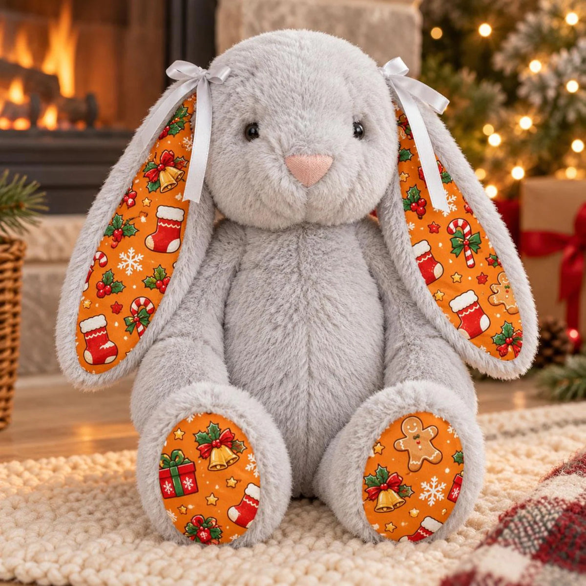 Personalized Christmas Plush Bunny Doll — Custom Christmas Bunny Plush Toy, Christmas Decorations & Gifts for Kids
