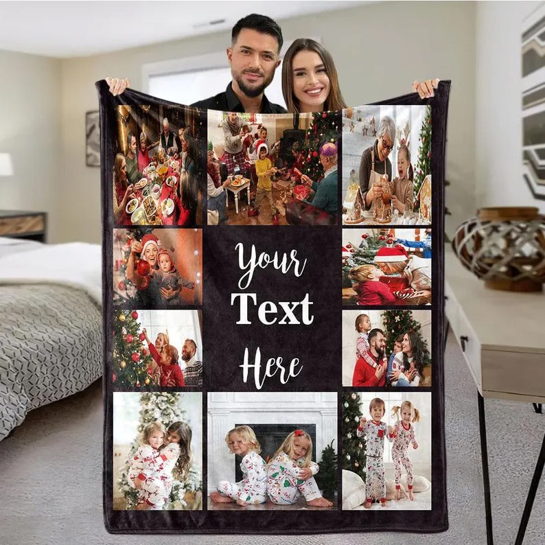 Custom Photo Blanket for Couples – Add Your Own Text & Make It Personal, Perfect Anniversary Gift