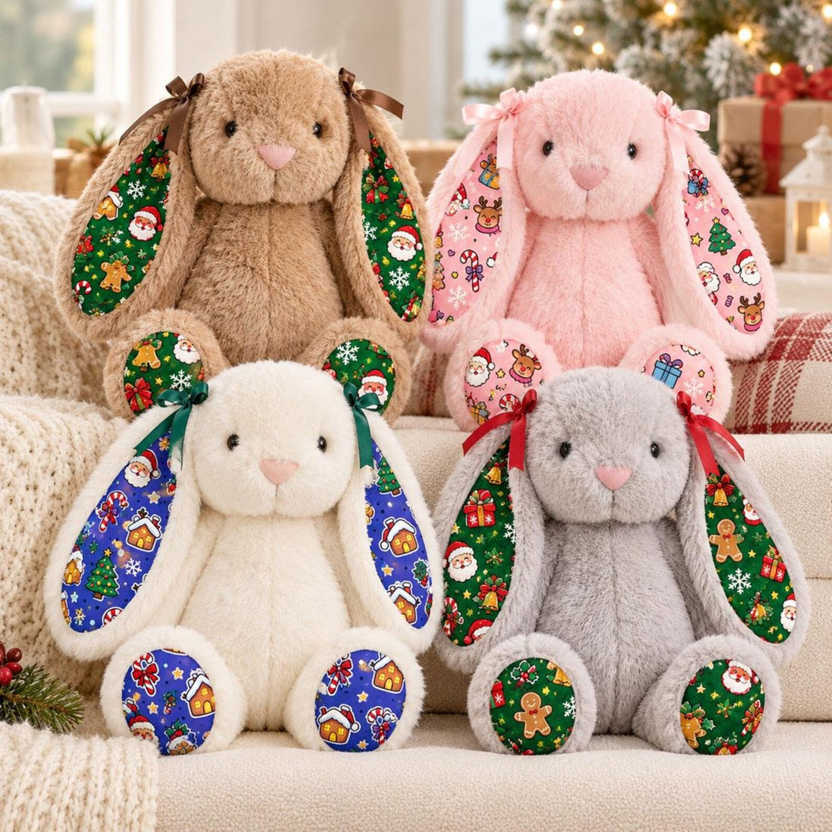 Personalized Christmas Plush Bunny Doll — Custom Christmas Bunny Plush Toy, Christmas Decorations & Gifts for Kids