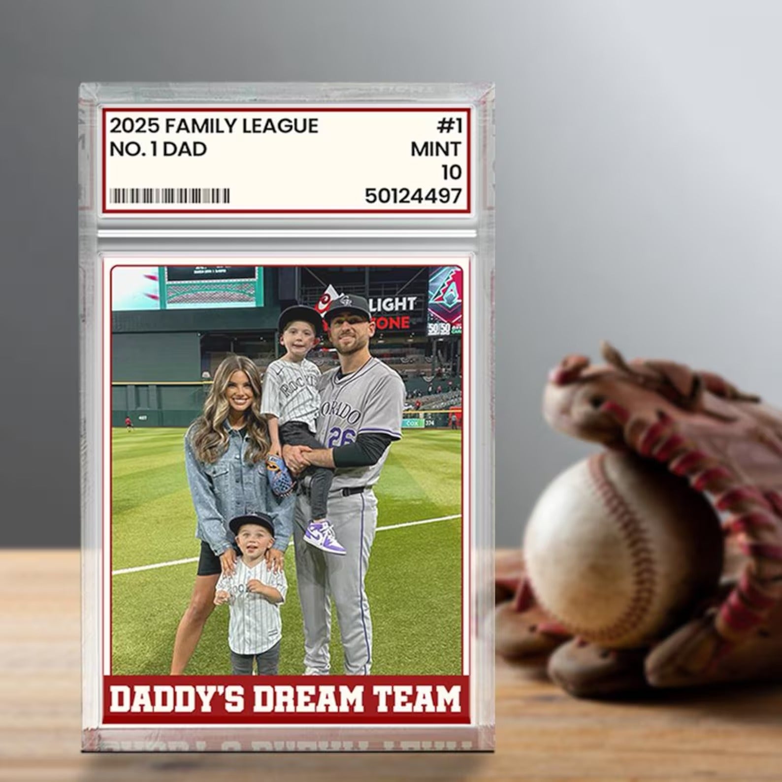 Custom Trading Card Photo Acrylic Plaque | Baseball Dad Father's Day Gift, #1 Dad Sports Keepsake