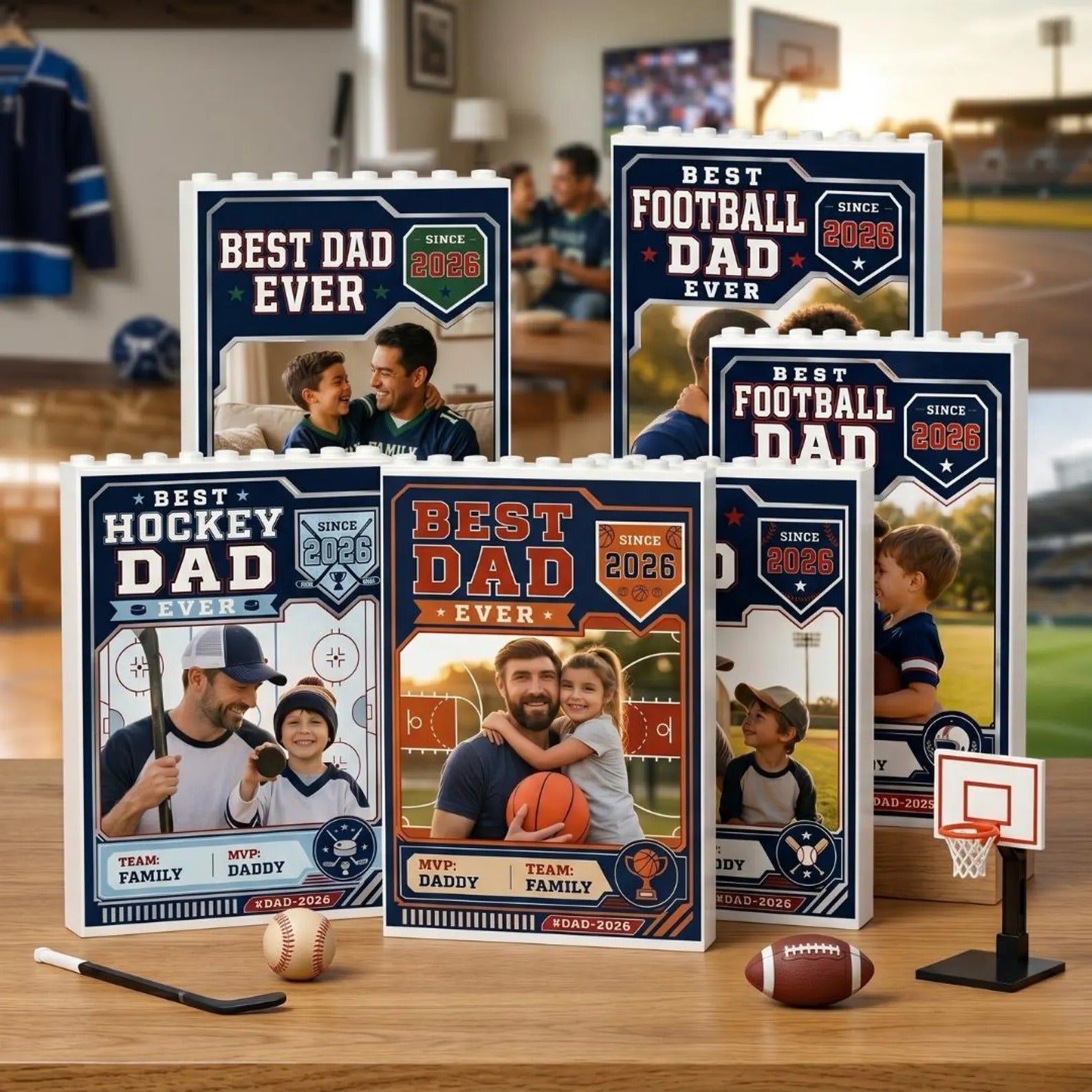 Personalized Dad Photo Trading Card Block | Custom Sports Picture Frame Father's Day Gift 2026