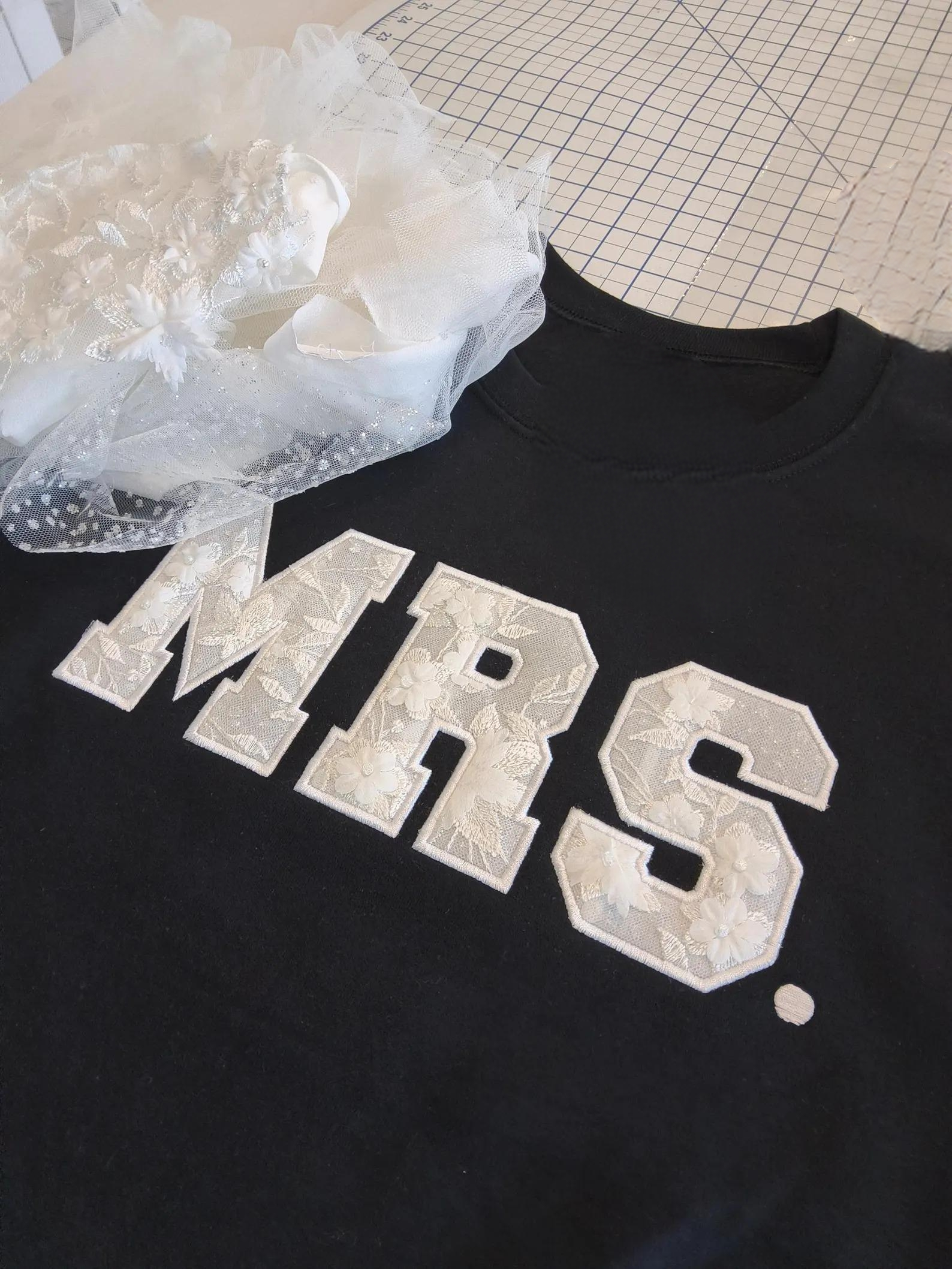 Custom-Made MRS. Sweatshirt – Embroidered Keepsake from Wedding Dress