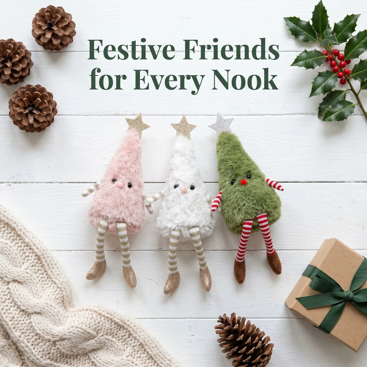 Cute Plush Christmas Tree Plushie — Soft Holiday Décor Doll, Festive Home & Party Ornament