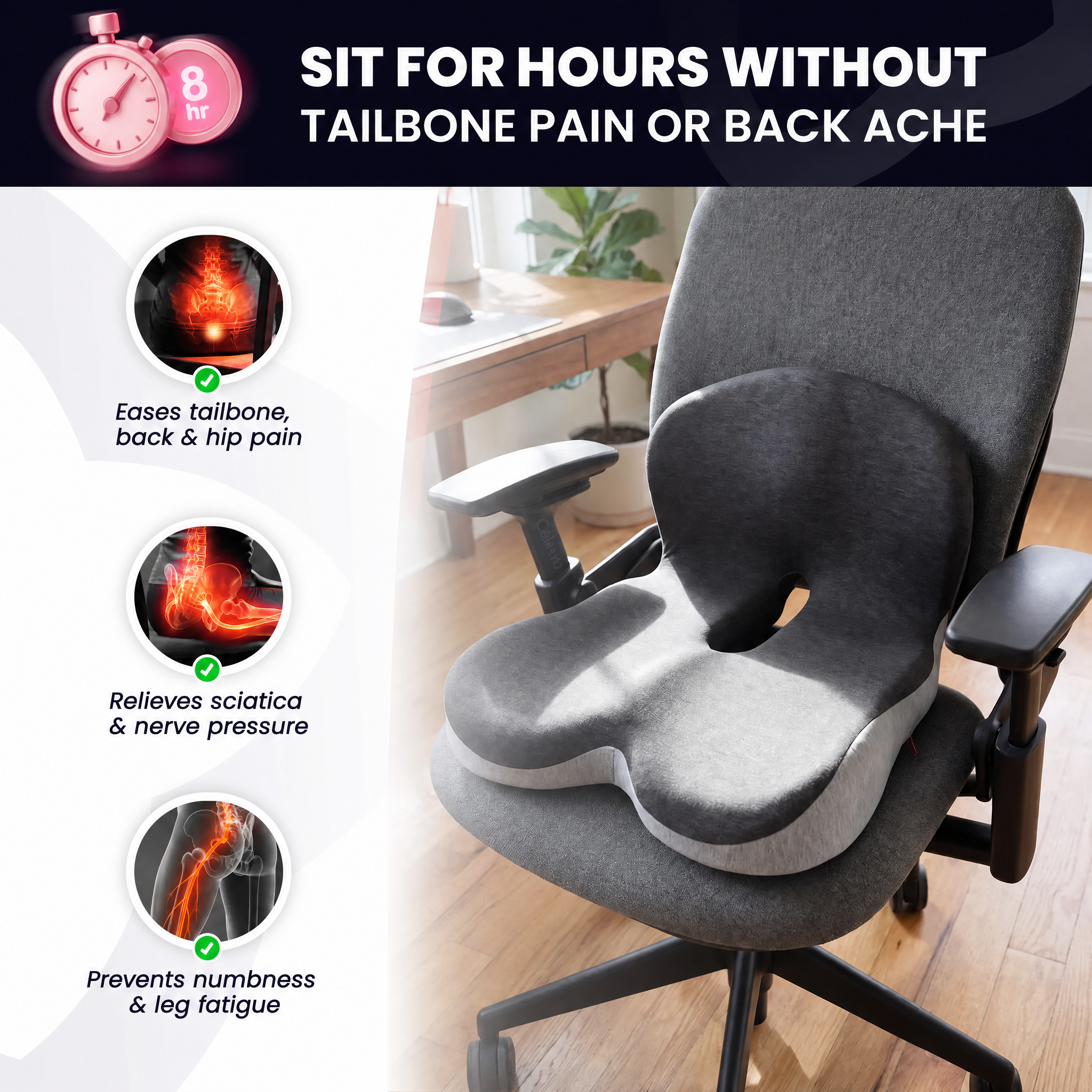 Memory Foam Cushion Pro – Ergonomic Support for Everyday Comfort, Gift for Truck Drivers
