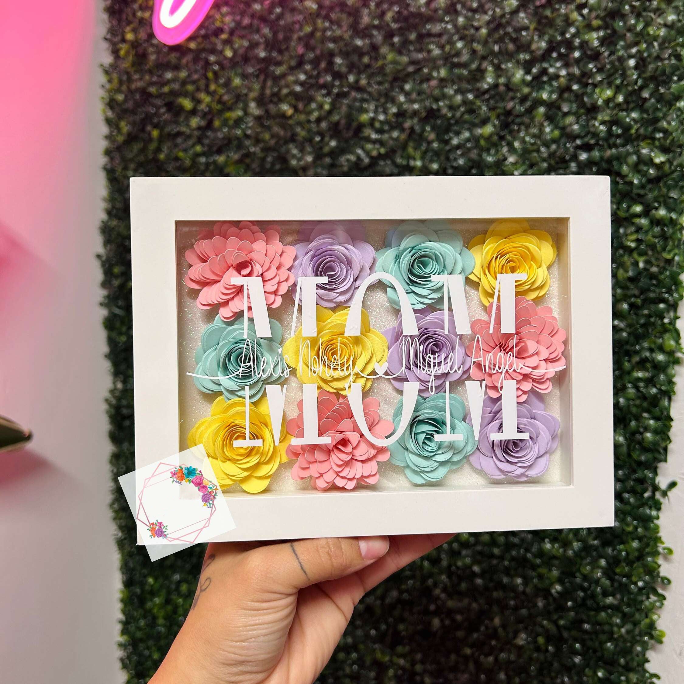 Mom Flower Box | Paper Flower Shadow Box | Custom Gift for Mothers Day, Birthday & Anniversary