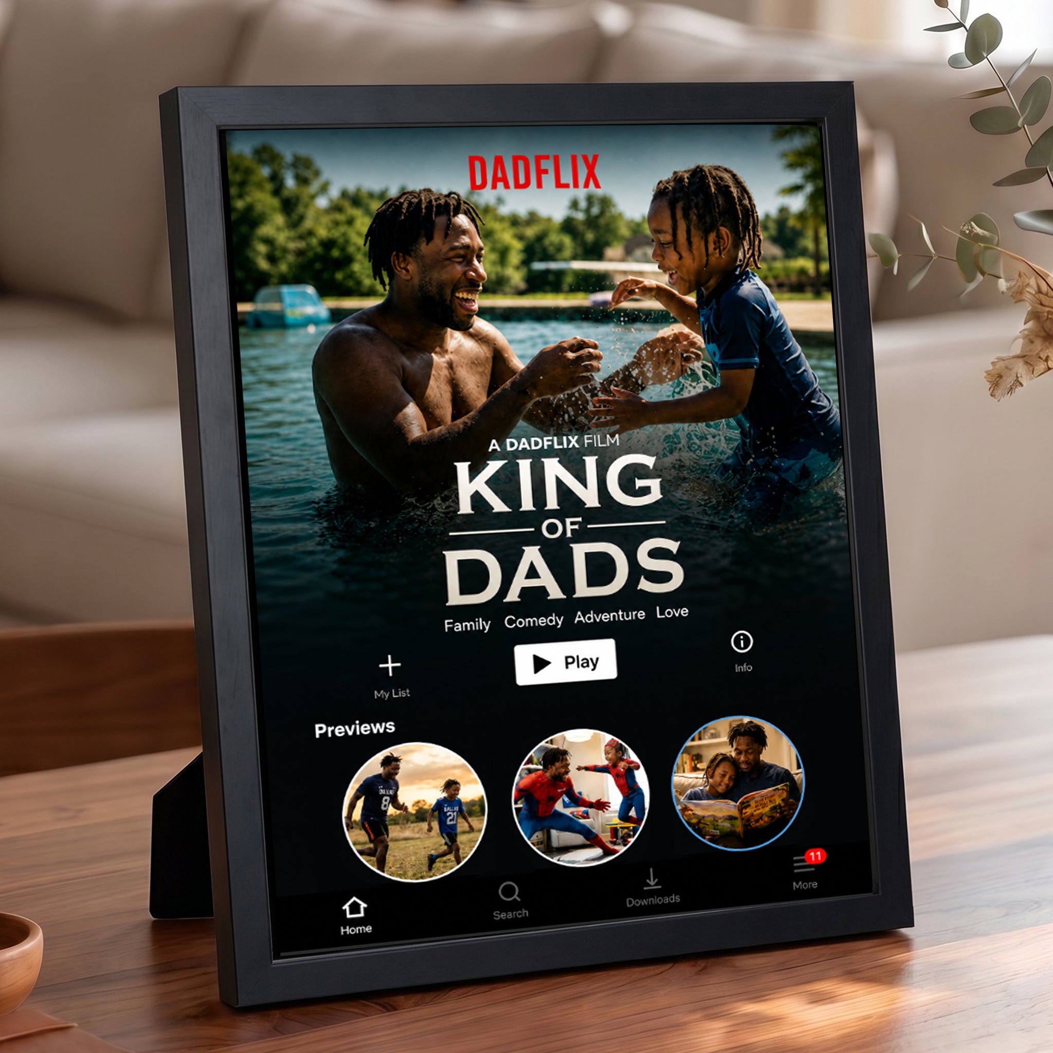 The King of Dads – Personalized Dadflix Movie Poster Frame for Father’s Day