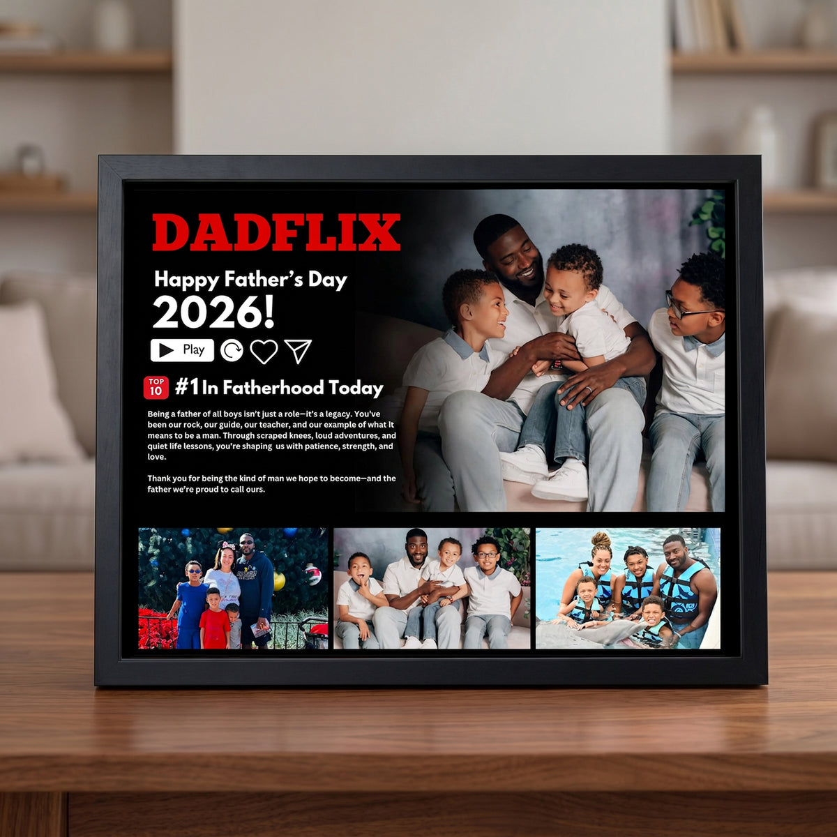 Custom DADFLIX Happy Father's Day Poster | Personalized Movie-Style Print Gift