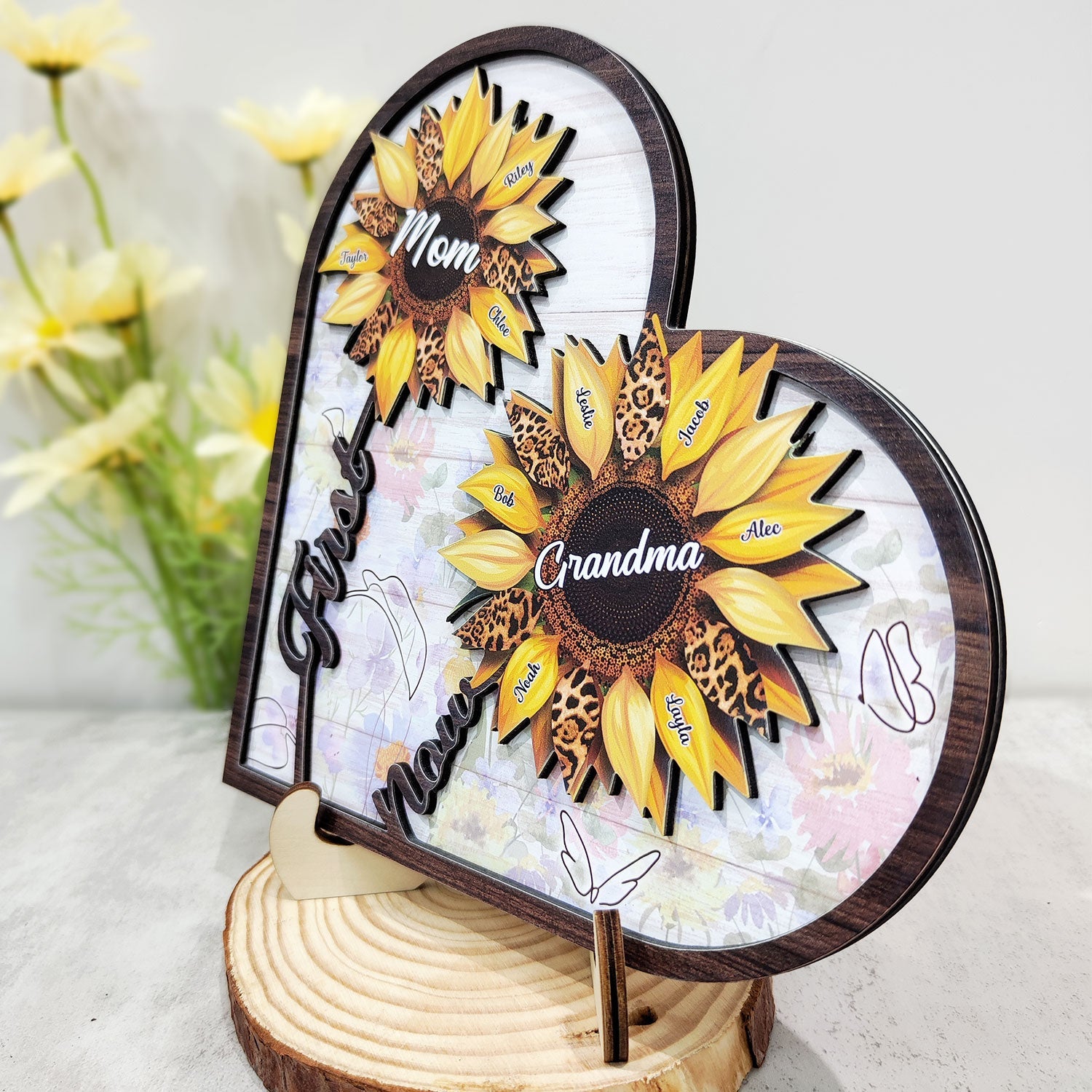 First Mom Now Grandma - Heart Shaped Wooden Puzzle Gift For Mother's Day