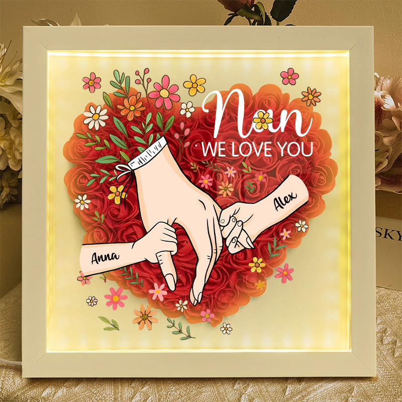Personalized Hand in Hand with Mom Floral Shadow Box-Mother's Day gifts