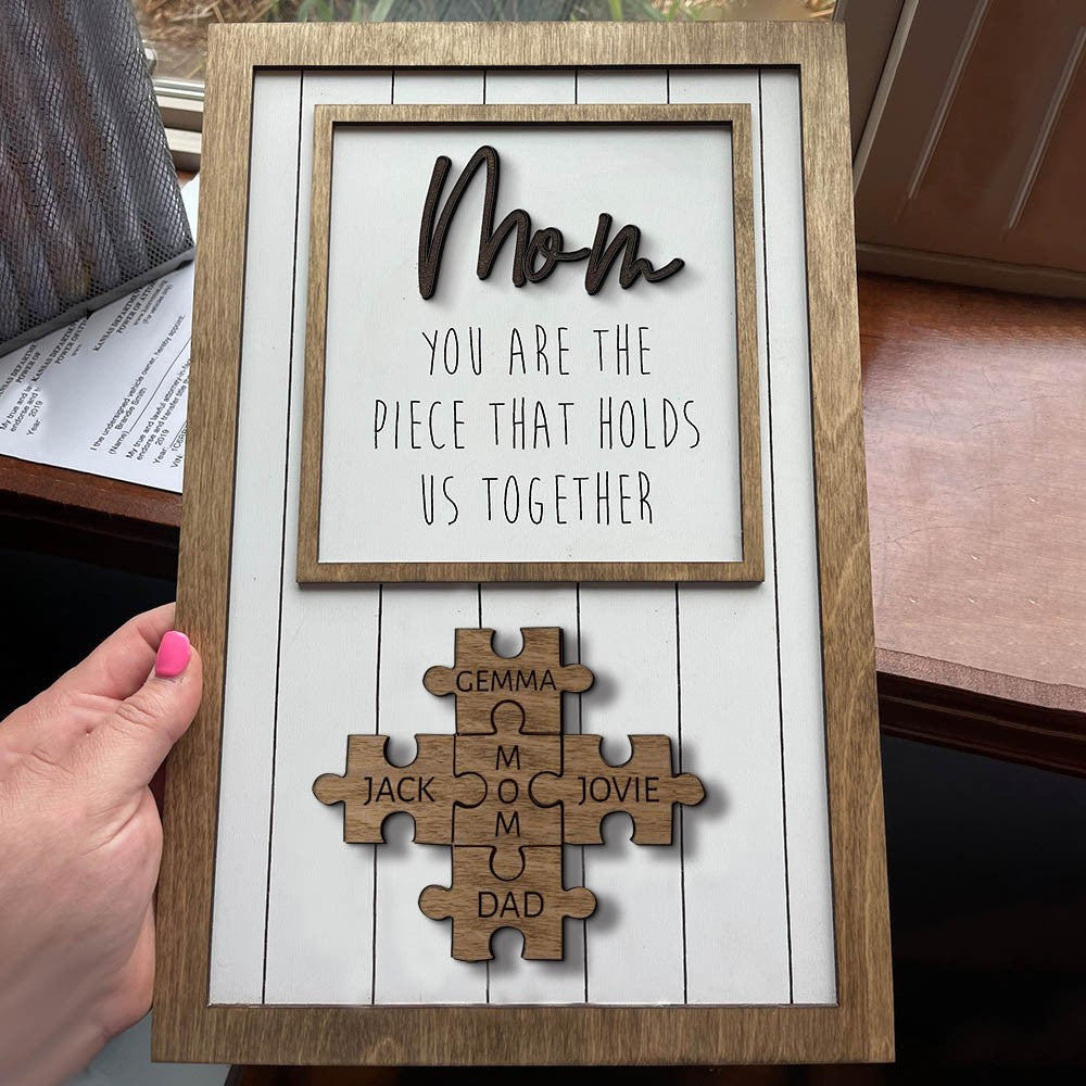 Custom Wooden Puzzle Sign Mother's Day Gift For Mom