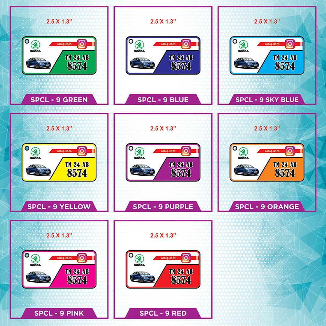 ELEGANT PHOTO GEL NUMBER PLATE KEYCHAIN