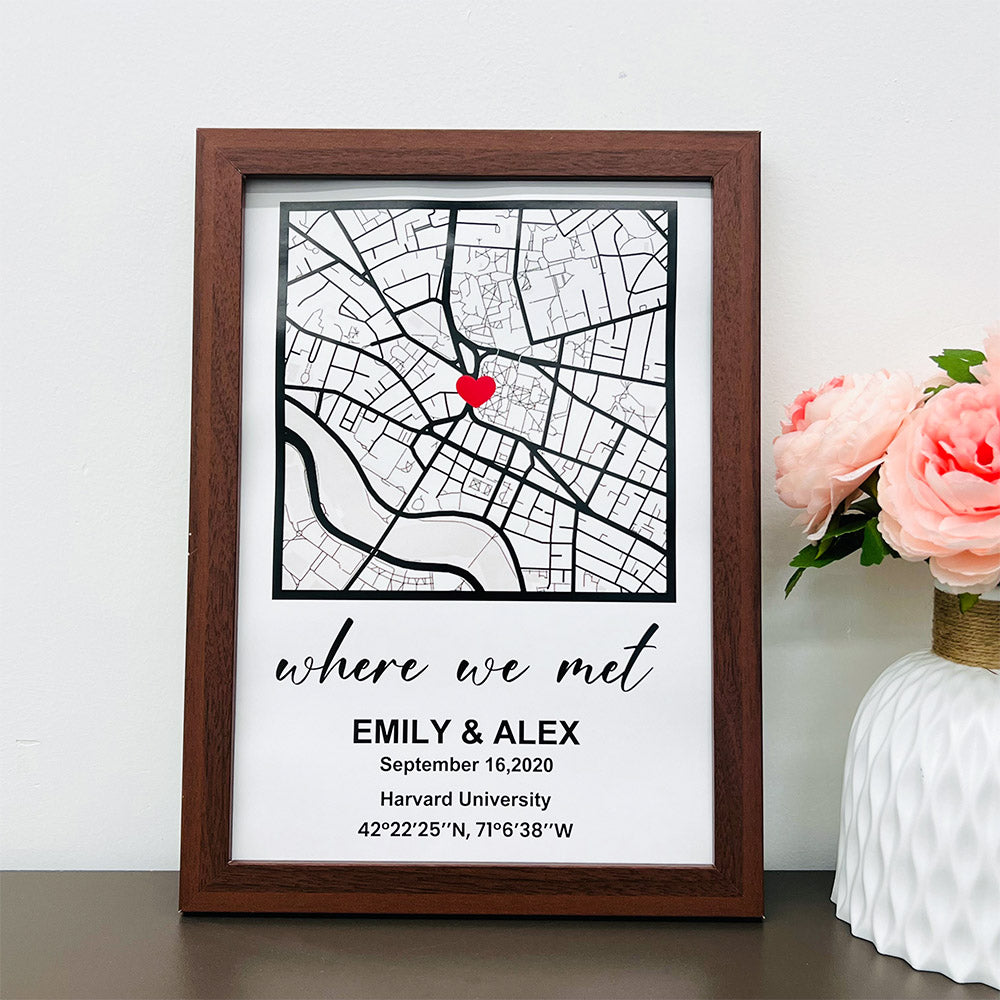 50%OFF⭐️Personalized First Date Map Framed Gift For Couples - Valentine's Day Gift