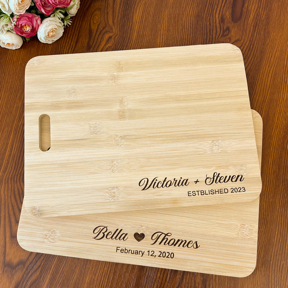 Custom Couple's Name Engraved Cutting Board for Valentine's Day