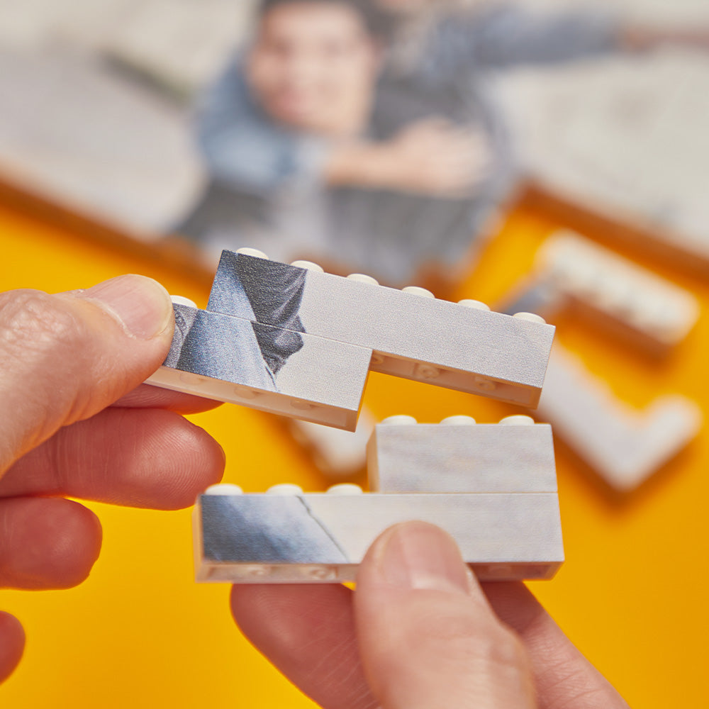 Personalized Small Building Brick Photo Block Horizontal Trio