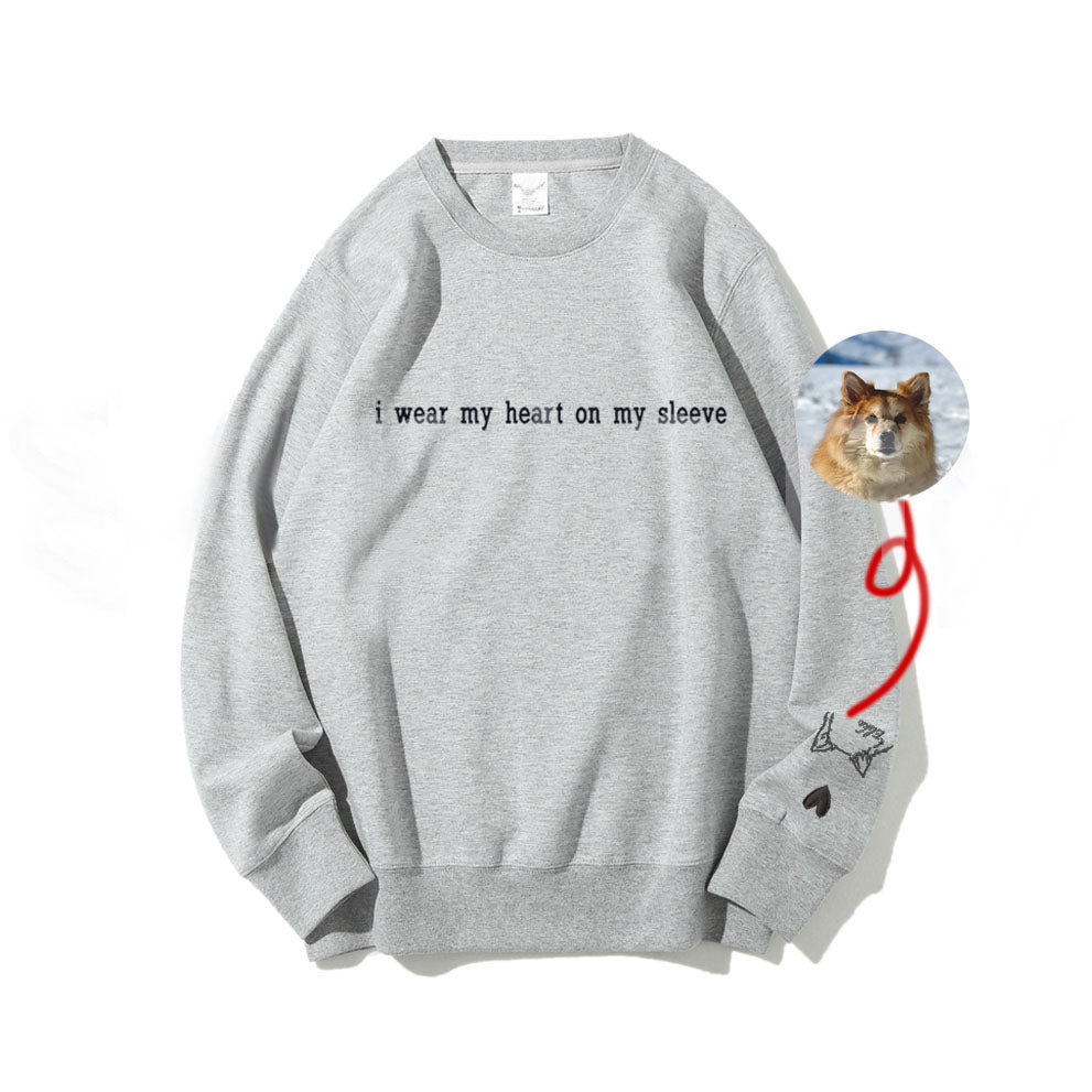 Heart on my sleeve Embroidered Custom Crewneck Unisex