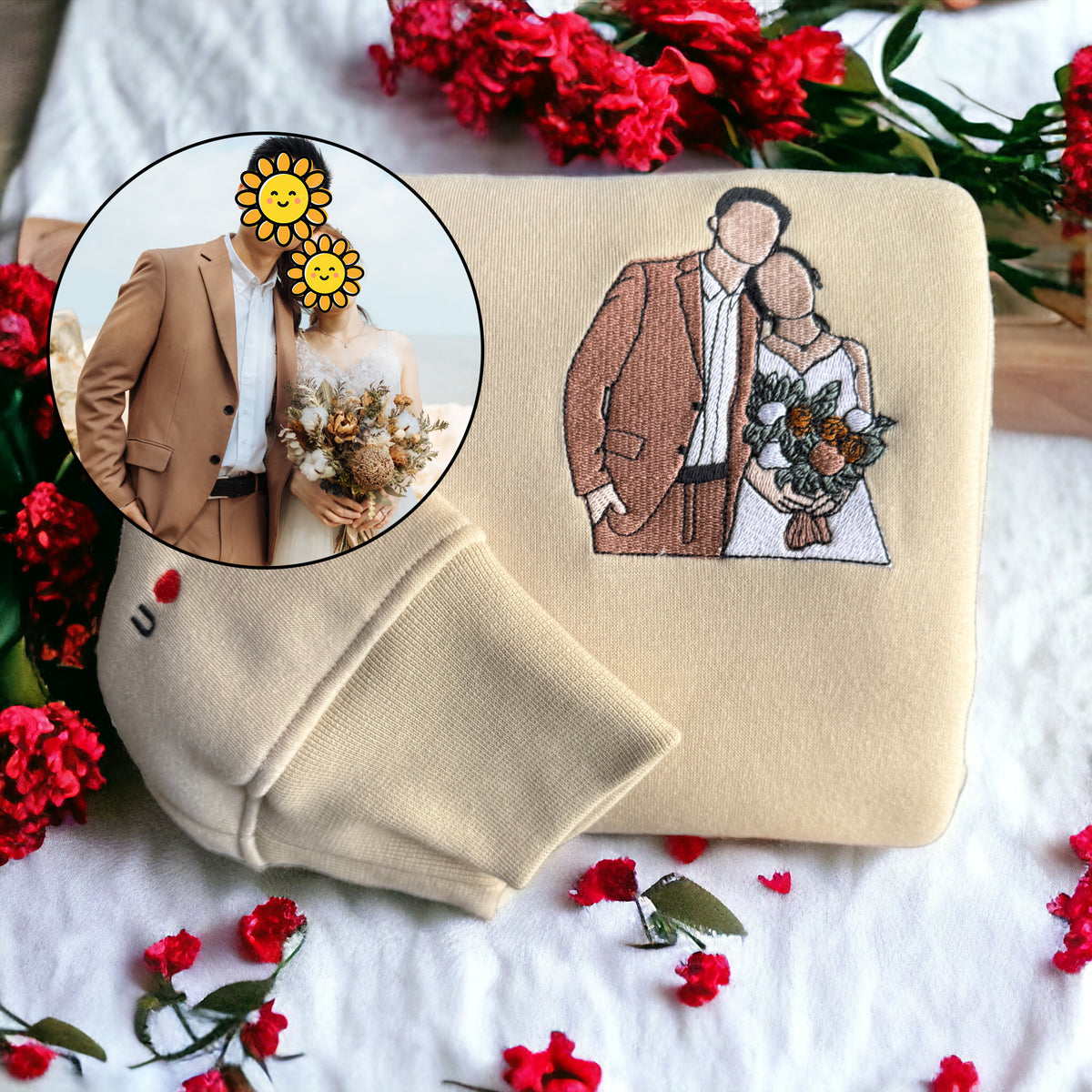 ❤️🔥(Best Selling)Custom Embroidered Sweatshirt Portrait Music Player Couple Valentine's Day Gift