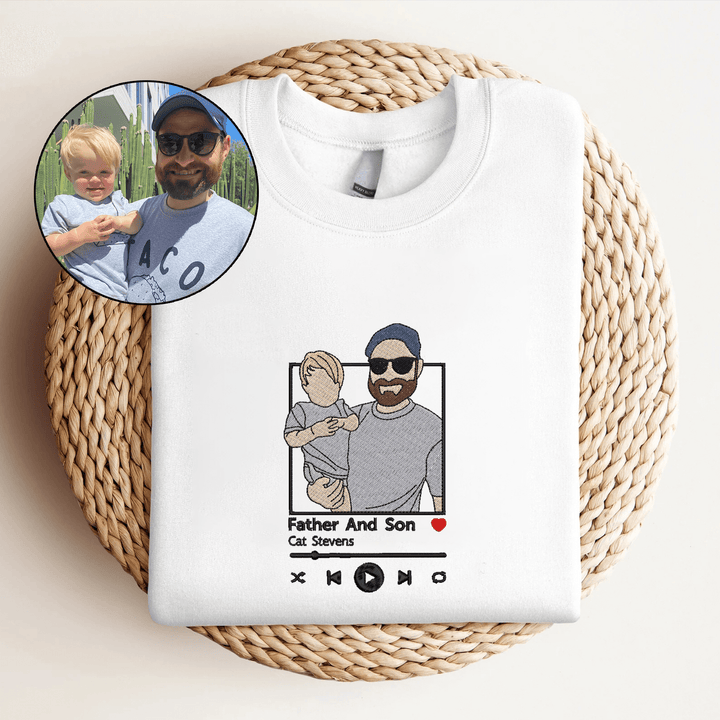 ❤️🔥(Best Selling)Custom Embroidered Sweatshirt Portrait Music Player Couple Valentine's Day Gift