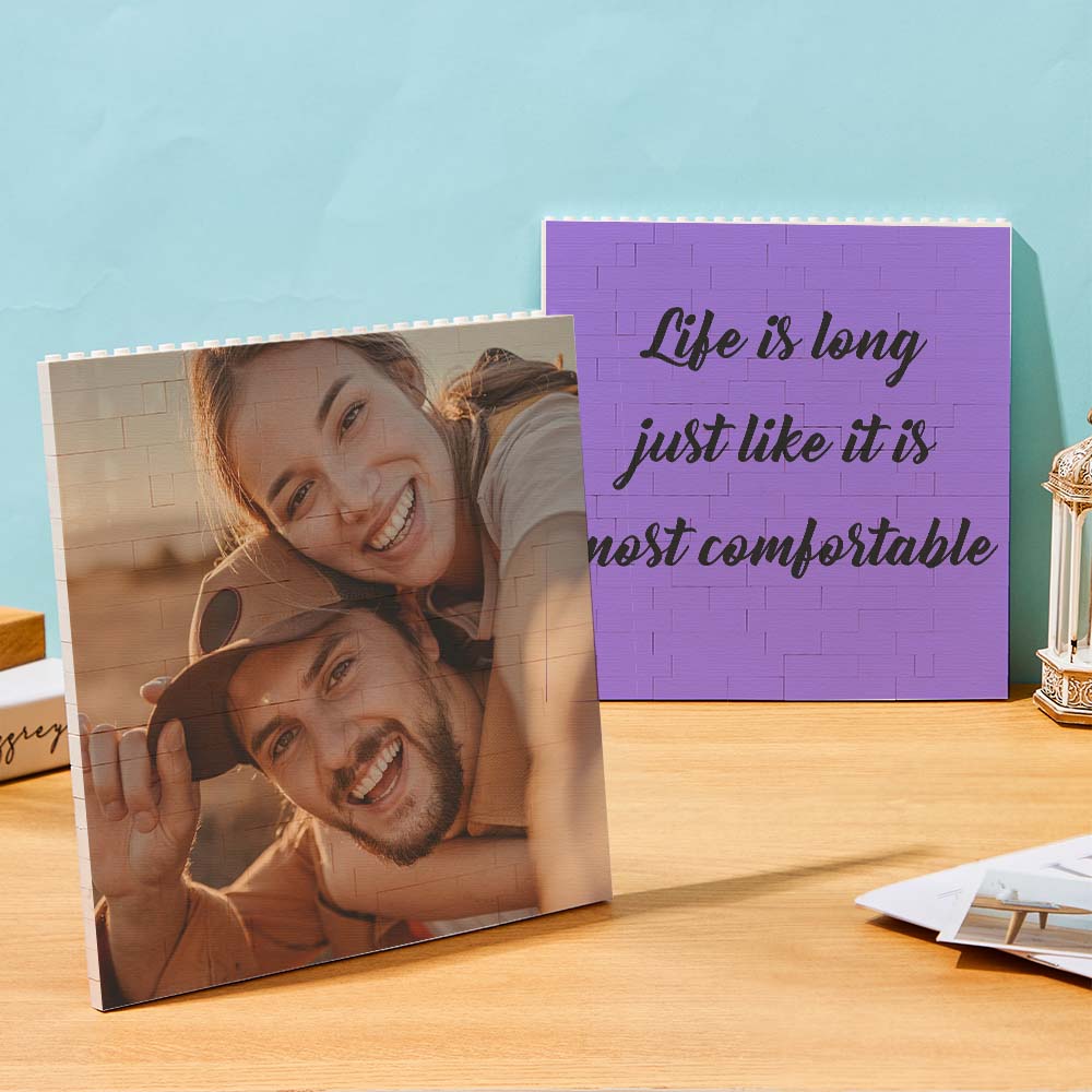 Personalized Building Block Puzzle Square Brick Photo & Text Frame