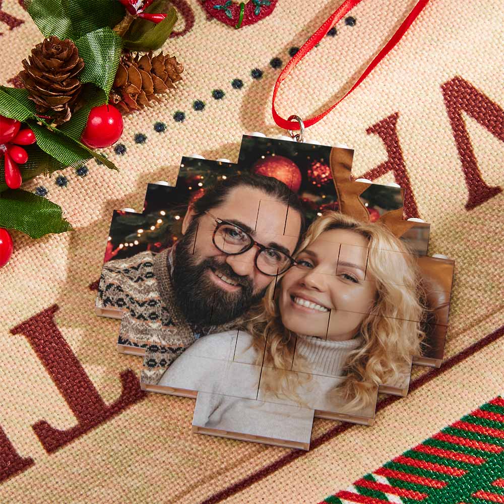 Christmas Ornament Custom Round Single Sided Photo Brick Personalized Building Block Puzzle