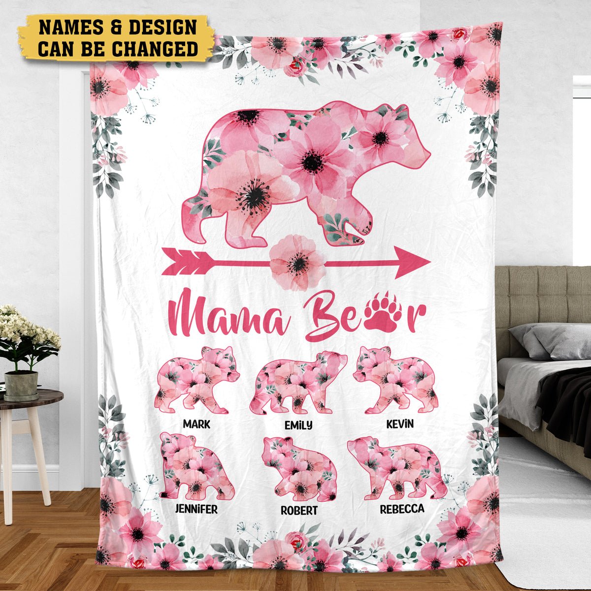 💖For Mom Blanket👩Mama Bear Sunflower - Personalized Blanket - Best Gift For Mother