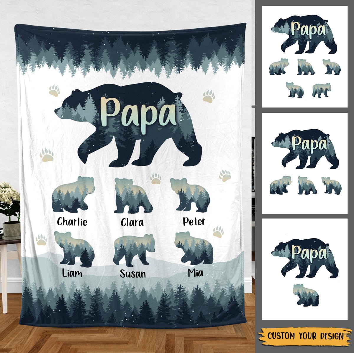 💖For Dad Blanket👨Papa Bear - Personalized Blanket - Best Gift For Father