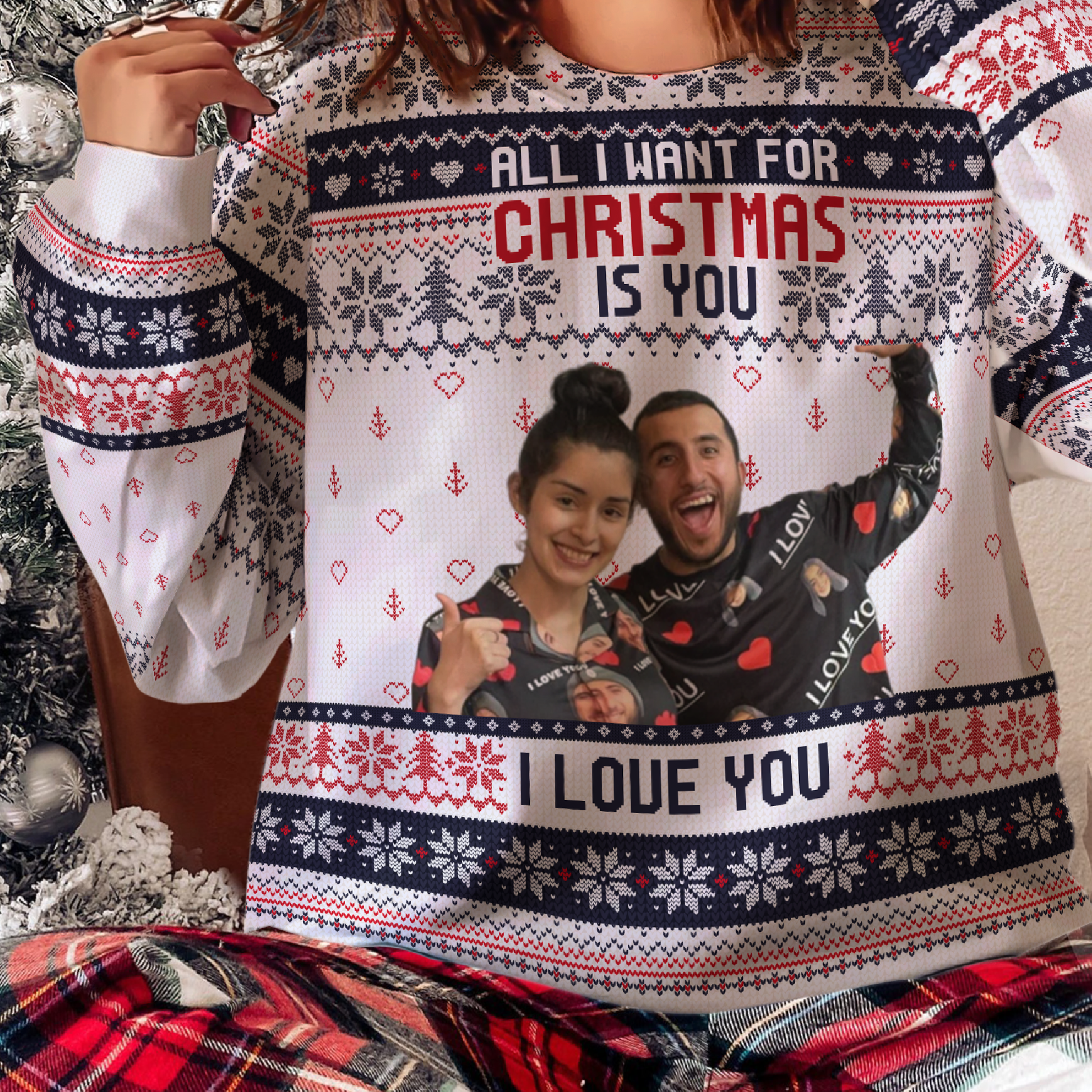 All I Want For Christmas Is You - Personalized Photo Ugly Sweater