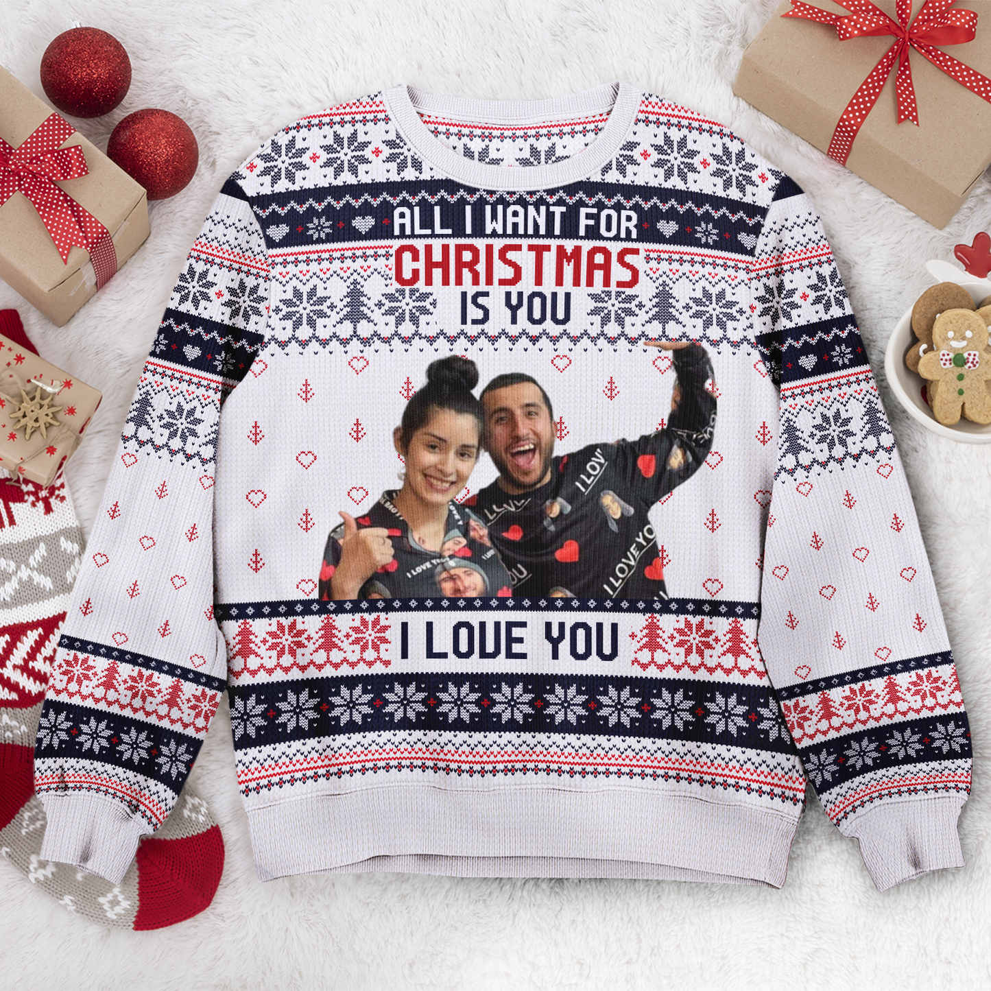 All I Want For Christmas Is You - Personalized Photo Ugly Sweater