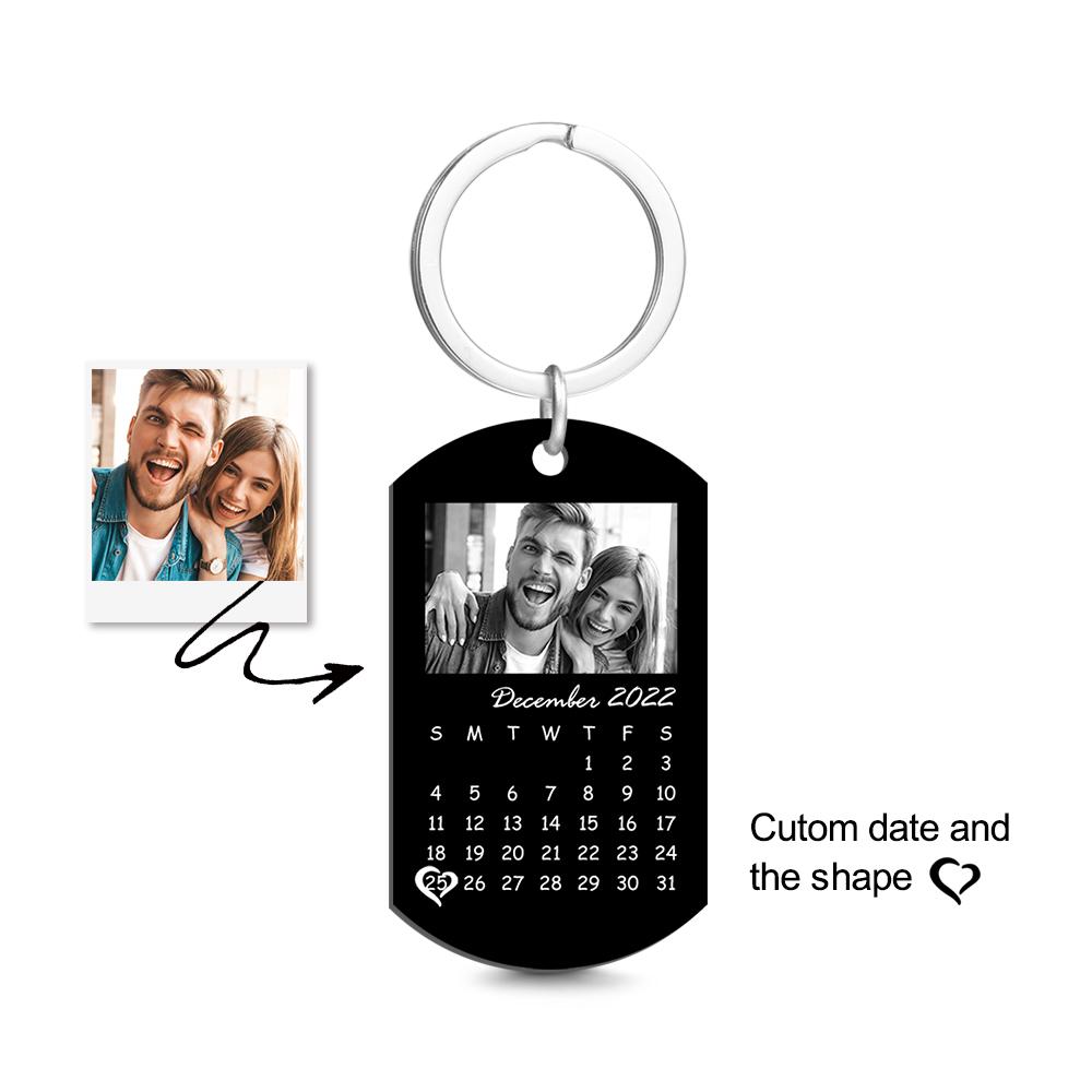 Custom Black Key Chains Filter Photo Calendar Keychain Unique Design Gift For Loved Ones On Anniversary