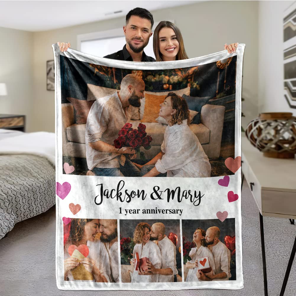 Custom Blanket with Photo, Funny Gifts for Boyfriend,Dad,Mom,Friends,New Year,Birthday