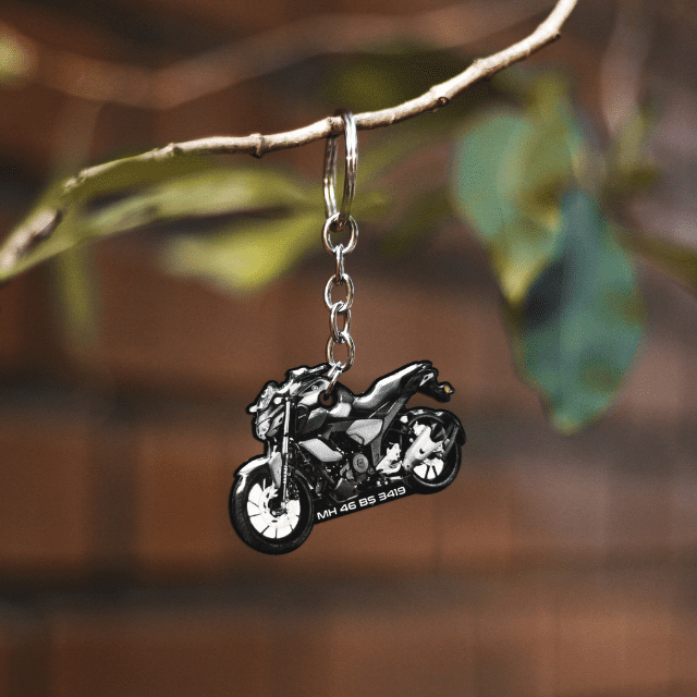 COLOURED BIKE/CAR SHAPE NUMBER PLATE KEYCHAIN