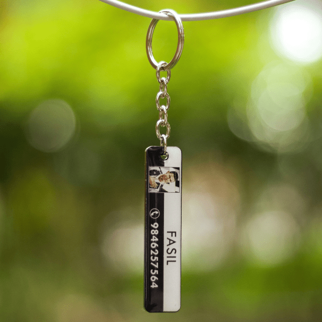 PHOTO NAME & NUMBER GEL RECTANGULAR KEYCHAIN