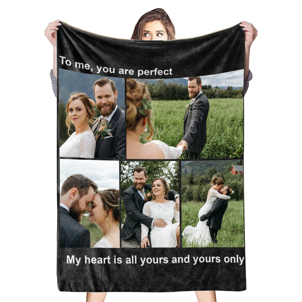 Custom Fleece 5 Photos&Text Blanket