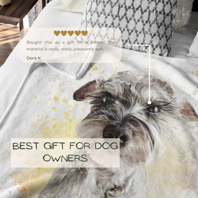 Custom Pet Portrait Blanket, Personalized Dog Photo Throw Blanket, Dog Mom Gift, Dog Face and Name Blanket, Dog Lover Gift