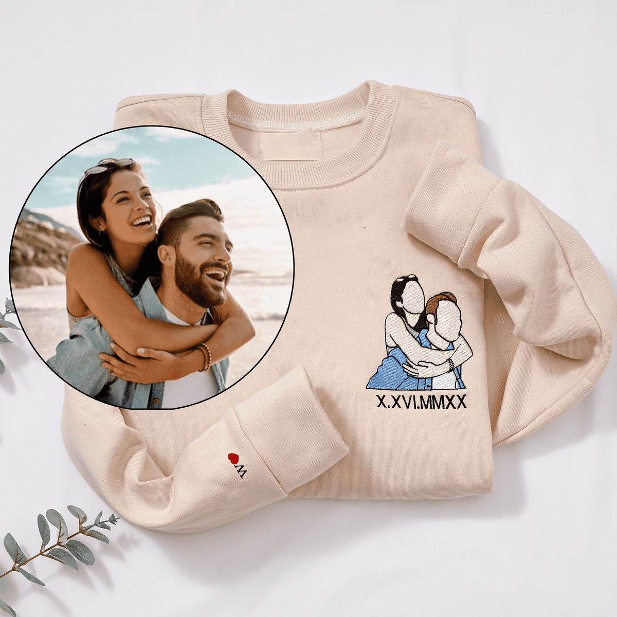 ❤️🔥(Best Selling)Custom Embroidered Sweatshirt Portrait Music Player Couple Valentine's Day Gift