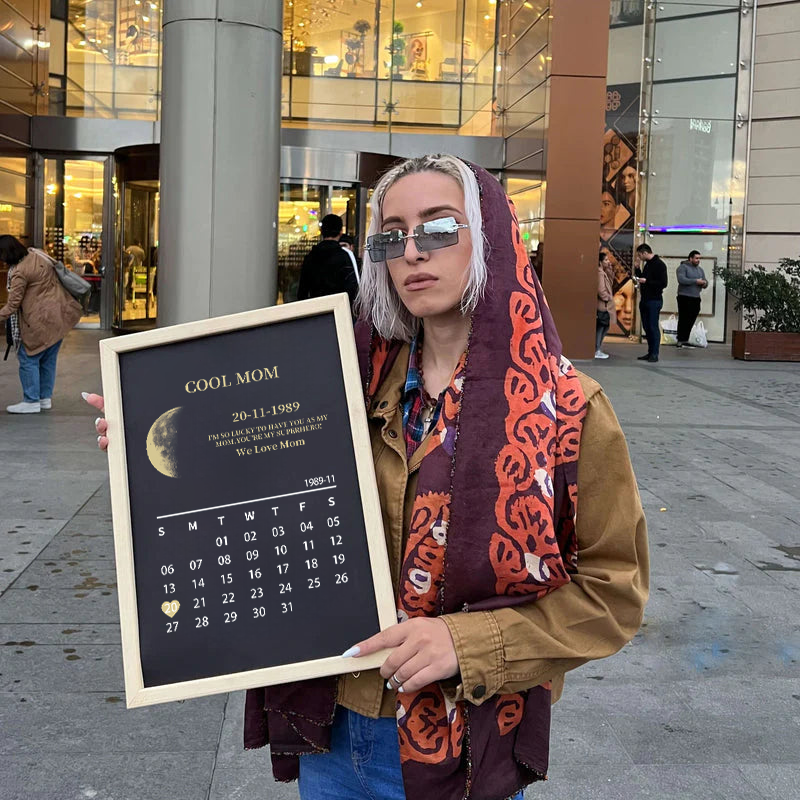 Custom for Mom Art Calendar Frame/REAL MOON Calendar PHASE Mother's Day Gift