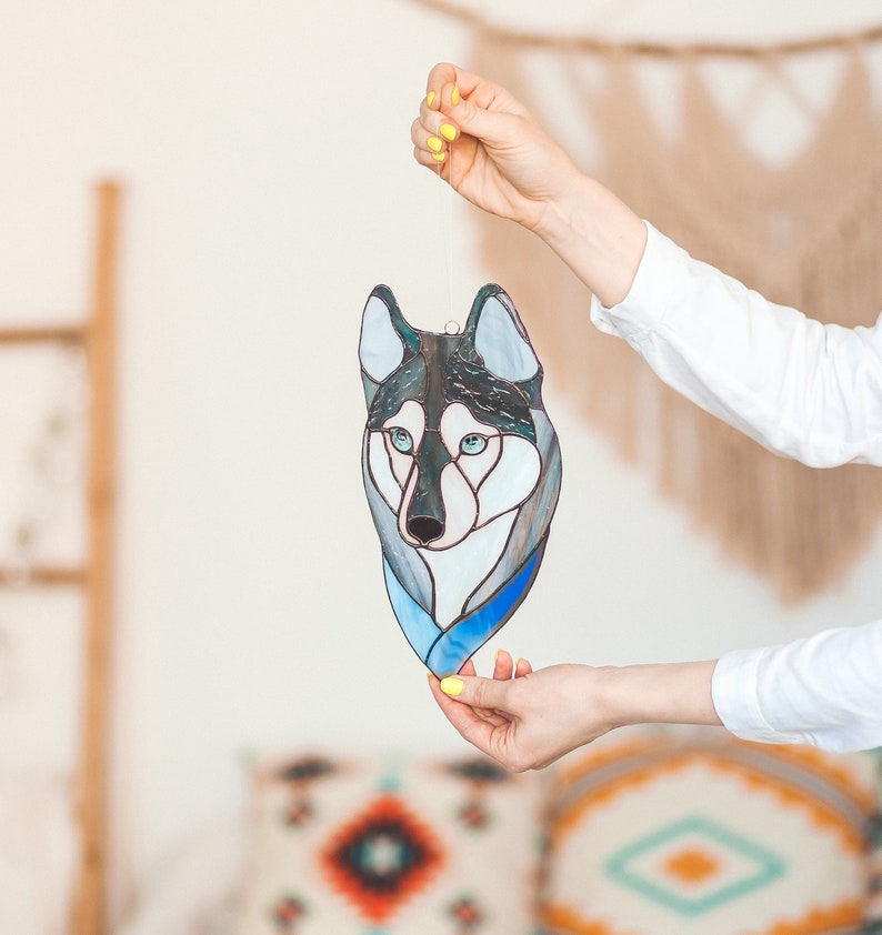 Custom stained glass pet portrait Mothers day gift Memorial gift pet portrait modern decor