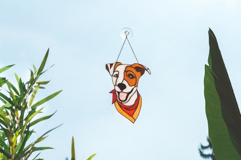 Stained glass dog portrait Custom pet stained glass Fathers day gift