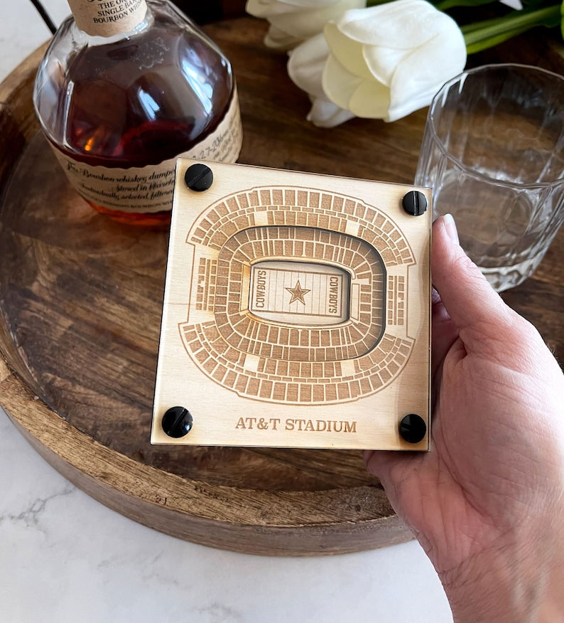 AT&T Stadium Layered Coaster, 3D Wood Coaster, Sports Gift, Football Gift, Home Bar, Custom Gift, Personalized Sports Gift